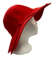 Bienvenu Women's Wool Hat Wide Brim Ribbon Band Floppy Red Circumference 23"