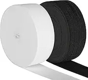 Magnoloran Elastic Band for Sewing, 2 Inch Elastic for Sewing Elastic Straps Wig Band Edge Band Knit Spool Sewing Band for Waistbands Pants Clothes & Lace Front Wigs((10 Yard Black, 10 Yard White)
