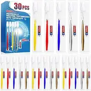 Navona 30 PCS Disposable Toothbrush with Toothpaste Bulk, Travel Toothpaste, Bulk Toothpastes, Individually Wrapped Bulk Toothbrush, Ergonomics Handle, Soft Bristle, Perfect for Travel, Hotel