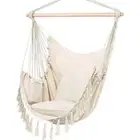 Macrame Hammock Chair Swing Durable Cotton Rope Seat with Cushions Pocket 500 lb