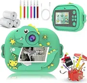 Kids Camera Instant Print, IGGDOQI Kids Digital Camera with 3 Rolls Print Paper, 2.4 Inch 1080P Screen with 32GB TF Card for 3-12 Girls Boys Christmas Birthday Festival Party Gift (Green)