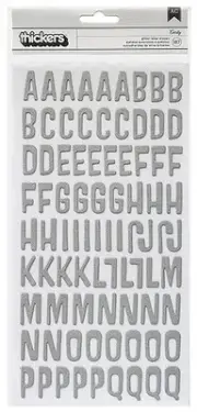 3 Pack Thickers Pow! Glitter Stickers 6"X11" Sheets 2/Pkg-Cecily Silver 366295