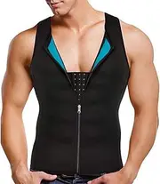DownLTL Men's Sauna Vest Effect Suit Thermal Sweat Tank Top Muscle Corset Tummy Control Compression Shirt Sauna Suits Sweat Suit Body Shaper, black 1, XX-Large