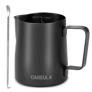 Milk Frothing Pitcher, 12oz Stainless Steel Milk Frother Cup Steaming Pitcher...