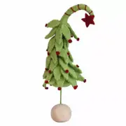 Handmade Green & Red Wool Felt Tree With Star, Berries & Wood Ball Base