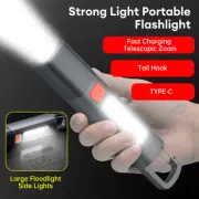 Super Bright USB Rechargeable LED Torch Zoom Flashlight COB Side Lamp Waterproof