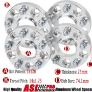 4* 5-stud Wheel Spacers 5X120 CB=74.1mm For BMW X5 X6 E70 2010-18 14x1.25 25mm (for: BMW)