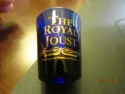 1996 Renaissance Faire-standard Shotglass- gold The Royal Joust-blue-by Libbey