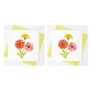 2x Boyle Handmade Paper 15x15cm Quilled Blank Greeting Card w/ Envelope Gerberas