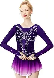 [Zagitova] Ice Figure Skating Dress for Girls Gradient Women Open Back Competition Dance Outfits with Shiny Rhinestone