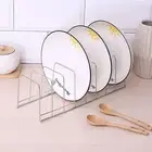 Kitchen Cabinet Organizer Plate Storage Rack Stainless Steel Dish Pot Lid