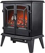 Electrical Fireplaace Heating Stove Electric Fireplace Stove Heater - 900W / 1800W Heating Freestanding with Openable Door with 3D Realistic Flame and Logs Outdoor Patio Heating,Practical