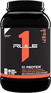 Rule1 R1 100% Whey Protein Isolate and Hydrolysate Protein Powder 1.98 lb, Vanilla Creme (30 Servings)