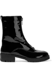 NIB ALICE + OLIVIA DUSTIN A3190015 Womens Patent Leather Black Boots - 35 / 4.5