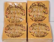 Fall Thanksgiving Paper Cocktail Napkins Decoupage Lot of 4 Psalm 136:1