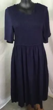 AUTOGRAPH NAVY BLUE SHIRRED BODICE POCKET DRESS SZ 24 NEW