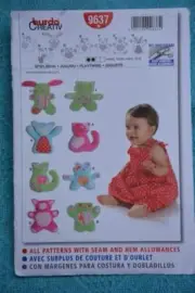 BURDA CREATIV #9637 Sewing PATTERN.Plaything-RABBIT-CAT-BEAR-PIG-DOG-COW UNUSED