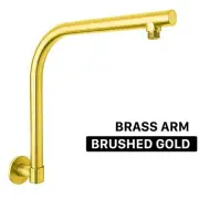 Brushed Gold Swivel Gooseneck Shower Arm Bathroom Brass Round Wall Pipe Outlet