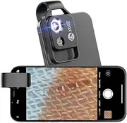 200x Magnification Clip-On Lens for Smartphones,High-Tech Phone Microscope Ultra Portable Nano Zoom with CPL Lens & LED Light(White)