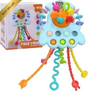 Montessori Colorful UFO Pull String Toy for Toddlers, Sensory Travel Toy