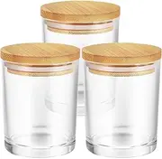 TEHAUX 3 Pcs Clear Glass Candle Jars with Lids Elegant Containers for Candle Making and Storage Multi Functional Use for Home Decor
