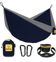 Wise Owl Outfitters Camping Portable Hammock w/ Tree Straps Double - Navy/Steel