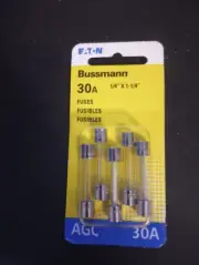 2 packs of 5 Bussman/Eaton BP/AGC-30-RP 30 AMP AGC New FREE S&H