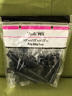 Apollo EPXPAT12 10PK Plastic Pex Pipe Tee for Pex Pipe 1/2 in. Nominal