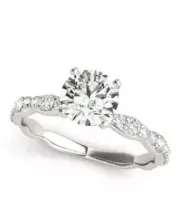 2, Ct Round Natural Moissanite GRA Bridal Ring 14K solid white gold