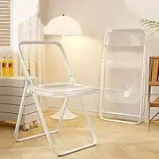 Plastic Foldable Stool Chair, Transparent Folding Chair, Portable Folding Office Stool with Metal Frame for Indoor and Outdoor Foldable Stool(White)