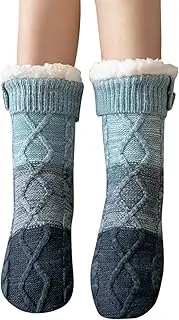 [Generic] Mens Cushioned Socks Cozy Fuzzy Fleece Lined With Grippers Slipper Socks Womens Cotton Workout Socks