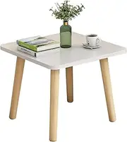 End Table, Wood Bracket Coffee Table Modern Wood Square Side Table, Small Bedside Table, Small Accent Table Nightstand for Home Office Living Room Bedroom Balcony Patio