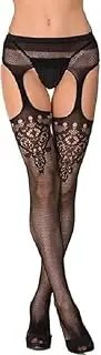 [Generic] Women's Floral Fishnet Super elastic and sexy Stockings with Attached Garter Belt
