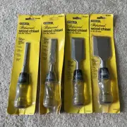 NEW VINTAGE STANLEY PROFESSIONAL USA WOOD CHISEL 3/8”, 3/4", 1-1/2” & 2” Set