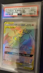 Pokemon Cosmic Eclipse Secret Charizard & Braixen GX 251/236 PSA 9