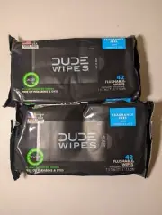 DUDE Wipes Flushable Wipes 2-Pack (84ct) Fragrance-Free with Aloe BBD 09/05/24