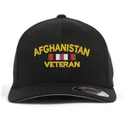 Afghanistan veteran embroidered flex fit baseball cap (size S/M, L/XL, XXL)