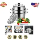 Thick-Bottomed 3-Tier Steamer Pot – Perfect for Seafood, Dumplings & Veggies
