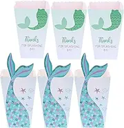 Meet-shop Popcorn Boxes, Mermaid Popcorn Bags, Cardboard, Pack of 12 Popcorn Candy Boxes Containers for Party Snacks, Sweets, Popcorn, Birthdays, Film Night, Carnival