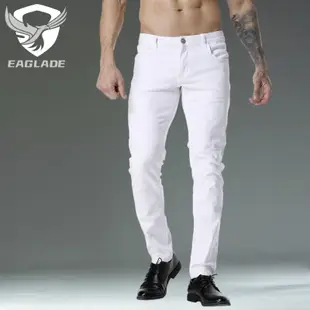 Eaglade 男士緊身修身白色牛仔褲 8090 白色可拉伸