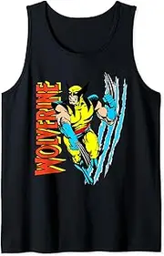 [Marvel] Wolverine Retro Claw Slash Vertical Logo Portrait Tank Top