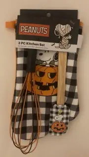 Peanuts/Snoopy 3 p. Halloween Kitchen Set! Oven Mitt, Spatula, & Whisk, NEW!