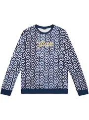 GUESS Navy Floral Tile Print Active Top in Blue Size: 16, Cotton