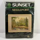 Vintage Sunset Needlepoint Longstitch Kit SOLITUDE 14x18" Moose Deer Lake NOS
