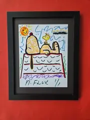☀️ SNOOPY'S GOLDEN SIESTA by AIDAN FLUX UNIQUE MIXED MEDIA Hand-Signed 1/1 COA