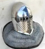 New Hand-Forged Templar VIKING HELMET Chain mail~ Norse/medieval/dark armor