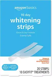 Teeth Whitening Strips, 10 Day Supply, 20 Count (Previously Solimo)