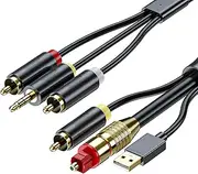 tunghey USB Digital Fiber Optical Analog Audio Cable AUX SPDIF Digital Coaxial to 3.5mm + 2 RCA Jack Audio Converter Cable for TV, PS4, Blu-Ray Player, Multimedia Speaker (1.5M)