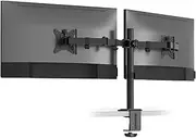 Desky Dual Eco Monitor Mount – Gas Spring Dual Screen Arm for 17”–32” Monitors, VESA 75/100, Height Adjustable with Tilt, Swivel, Rotate, Clamp/Grommet Mount – Ergonomic Desk Setup – Matte Black