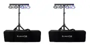 (2) Eliminator Mini Par Bar Lighting Systems w/4xLED Par Lights+Stand+Remote+Bag